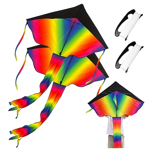 Pettaku Kite -Gradient -Regenbogen farbenfrohe Drachen für Kinder Erwachsene mit 39,37 Zoll String Linie Windproof Stunt Kite Flying Toys für Outdoor -Aktivitäten 43.31 x 90,55 Zoll von Pettaku