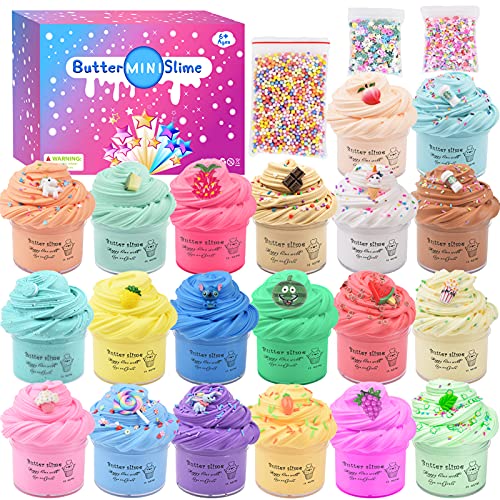 Fluffy Slime Set with 20 Pack Butter Slime,Schleim Kinder,Soft and Non-Sticky，Poopsie Slime Surprise Toy,DIY Slime Party Favor,Stress Relief Gift for von Petyuioyu