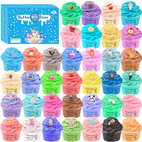 Petyuioyu DIY Slime Kit Slime Make Your Own with 36 Pack Butter Slime, Fruit, Animal, Cake Charms, Super Soft and Non-Sticky, Slime Children's Putty Toy Gifts von Petyuioyu