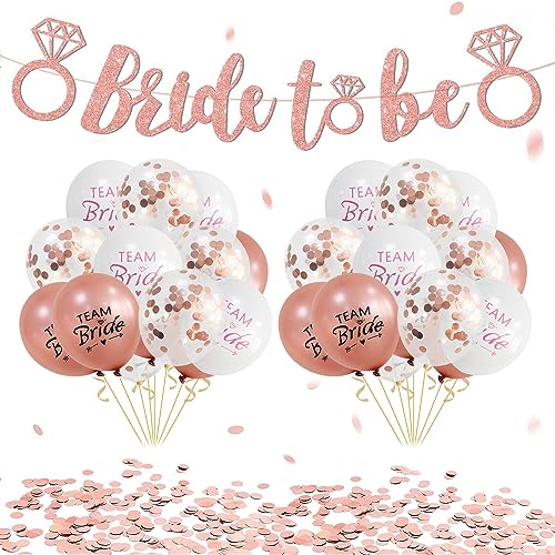 Bride To Be Deko Ballons Set, Rosegold Folienballons Latexballons, 15Bride To Be Luftballons Jga 1Banner Deko für Valentinstag, Verlobungsdeko, Brautparty, Hochzeitsdeko von Peysaitr