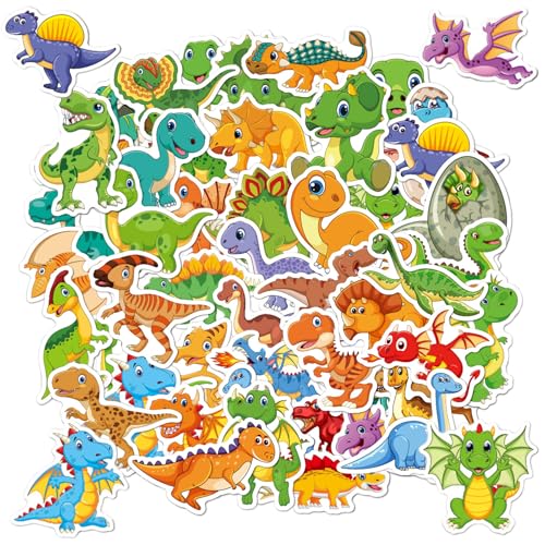 Peysaitr 50 Stück 3D-Dinosaurier-Aufkleber, Dino Aufkleber Set für Kinder, Dino Mitgebsel Kindergeburtstag, Basteln Selbstklebend Tiere, DIY-Zubehör, für Fahrrad Kinderwagen Scrapbook Reisekoffer von Peysaitr