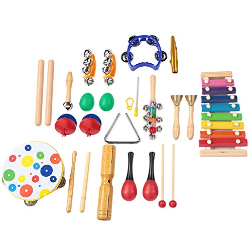 19-teiliges Pädagogisches Musikinstrumenten-Set, Sowohl Trommel- Als Auch Glockenklänge für Kinder, die Früh Ihre Wahrnehmung, Bewegung und Fähigkeiten Entwickeln von Phefop