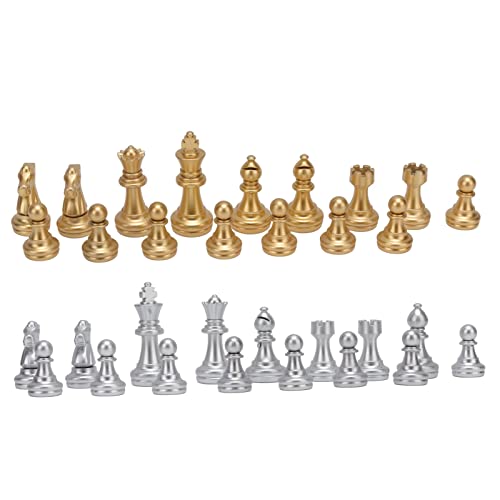 32 Schachfiguren, Exquisite Verarbeitung, Schachfiguren, Gold- und Silber-Puzzlespiel für Familien, Camping, Erholung, PS-Material von Phefop