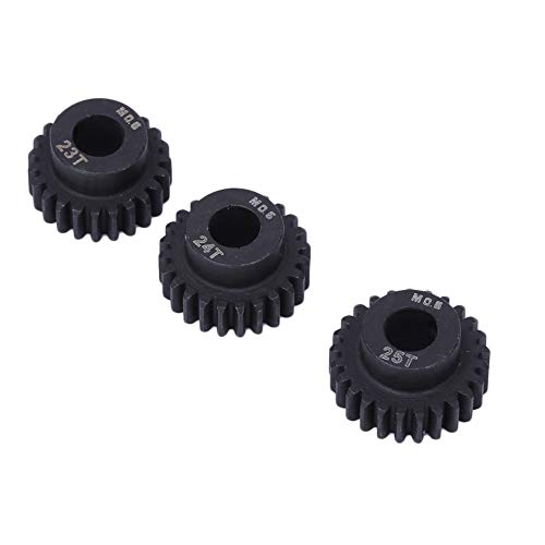 Phefop Chromstahl Schwarz HRC42-38 Ritzelsatz 17T-28T Zahnhöhe für RC-Car, 3er-Pack Getriebe mit Schrauben, Kompatibel mit 1/10 1/8 Offroad (23~25T) von Phefop