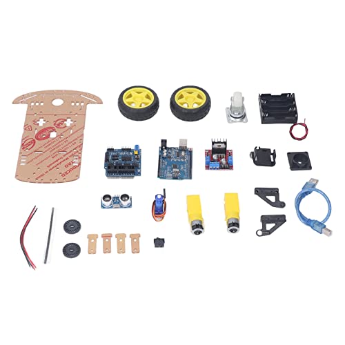 Phefop Programmierbares DIY-Auto-Set, Professionelles Ferngesteuertes 2WD-Auto mit Motor-MCU, Praktische Installation für Kinder, Teenager, Heimwerker von Phefop