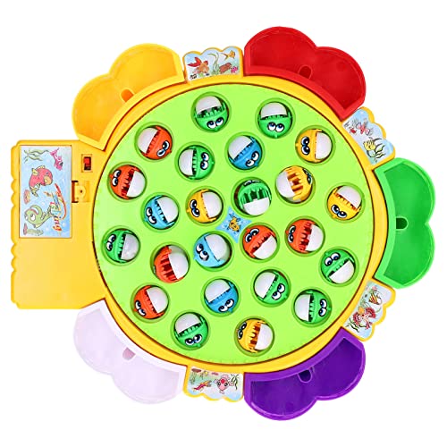 Rotierendes Angelspielbrett 24 Angeln 5 Pfosten Spielset - Premium ABS-Material Angelspielzeug - Musikfunktion für die Hand-Auge-Koordination - Sicher und UngiftigAnwendbare Szene: von Phefop