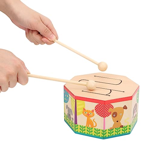 Trommel Musikspielzeug Mini Tragbare Schlagtrommel aus Holz Montessori Schlaginstrument mit 2 Schlägern für Babys für Kinder von Phefop