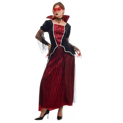 Phestival Vampir Kostüm Damen -[13 in 1 Paket] Elegantes Halloween-Vampir Kleid Damen mit Premium-Details für Halloween Kostüm Damen Gruselig, Maskenbälle und Renaissance-Themenveranstaltungen [M] von Phestival