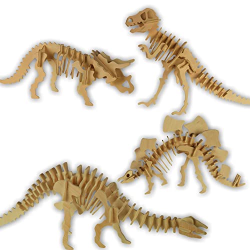 3D Holz Puzzle - Dinosaurierskelett - 4 Dino-Modelle - je ca. 30 x 12 cm groÃƒÂŸ - Dinosaurier aus Naturholz von PhiLuMo