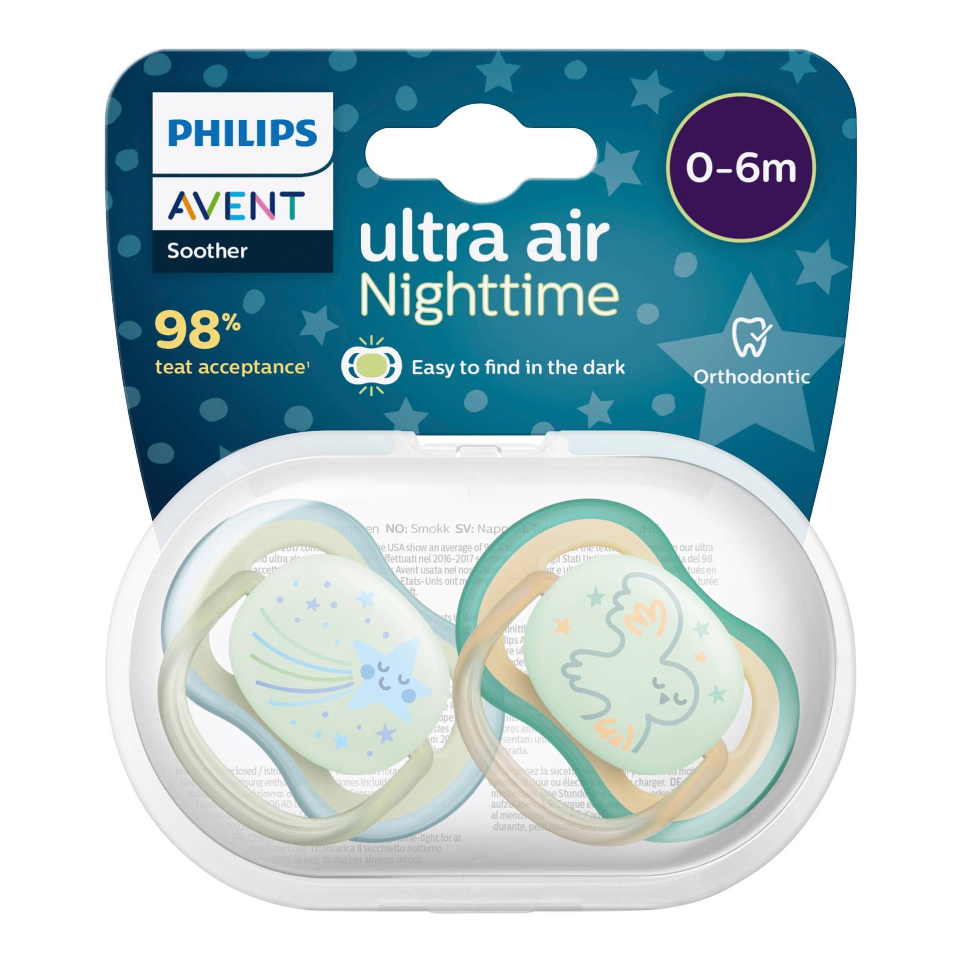 Philips Avent 2er-Pack Schnuller ultra air night, 0-6M von Philips Avent