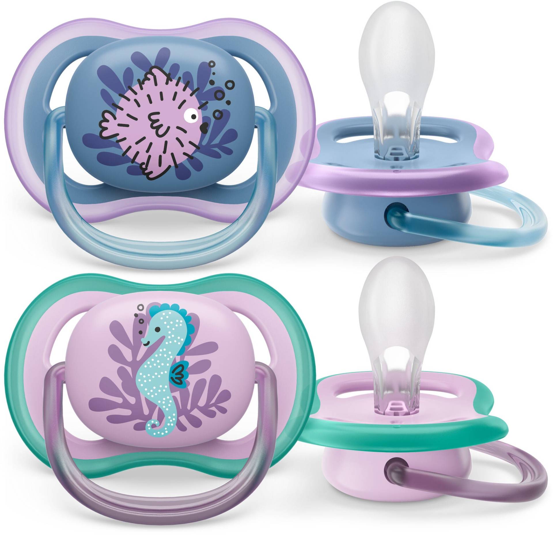 Philips Avent Ultra Air Deco Schnuller 2er-Pack 6-18m, Blau/Lila von Philips Avent