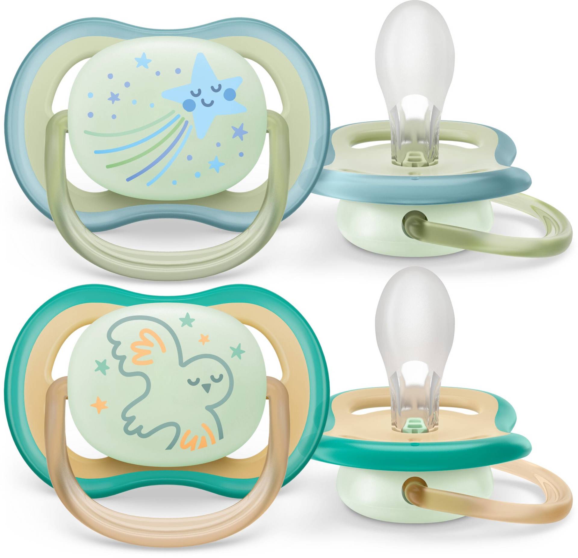 Philips Avent Ultra Air Night Schnuller 2er-Pack 0-6m, Grün/Blau von Philips Avent