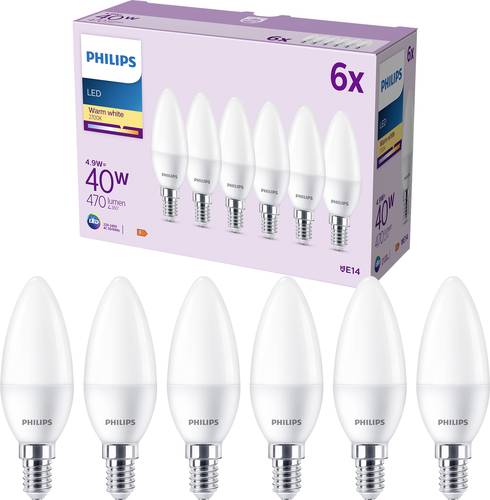 Philips Lighting 9290035411 LED EEK F (A - G) E14 Kerzenform 4.9W = 40W Warmweiß (Ø x L) 35mm x 10 von Philips Lighting