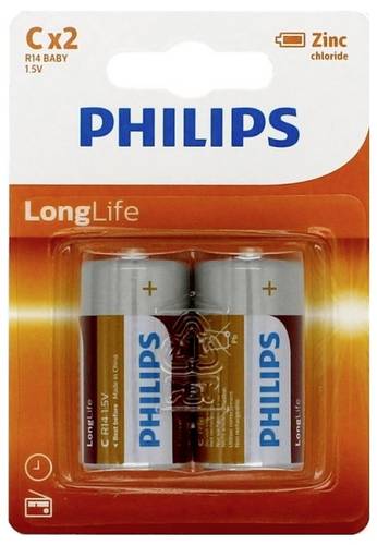 Philips Longlife R14 Baby (C)-Batterie Alkali-Mangan 1.5V 2St. von Philips