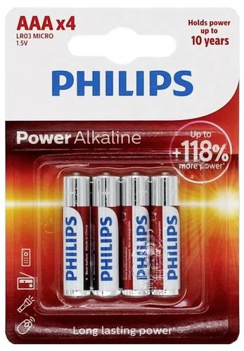 Philips Power LR03 Micro (AAA)-Batterie Alkali-Mangan 1.5V 4St. von Philips