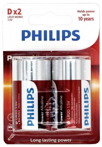 Philips Power LR20 Mono (D)-Batterie Alkali-Mangan 1.5V 2St. von Philips