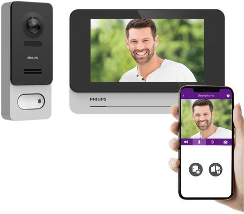 Philips WelcomeEye Wireless Video-Türsprechanlage Bluetooth®, WLAN Komplett-Set Schwarz/Grau, Alum von Philips