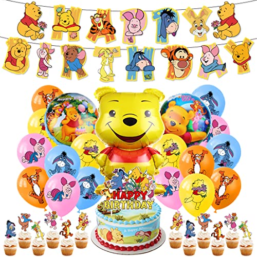 Bär Geburtstag Airballoons Kit: 33 Stück Bär Luftballons in Gelb, Orange, Rosa, Blau - Große Folienballons mit 13 Cake Toppern Bär Geburtstag Airballoons Kit: 33 Stück Bär Luftballons in Gelb, Orange, Rosa, Blau - Große Folienballons mit 13 Cake Toppern von Philoctes