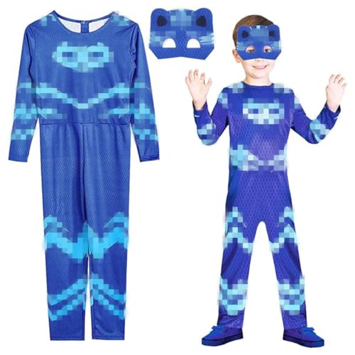 Philoctes Blau Eulette Masks Kostüm Jungen,Helden Kostüm Kinder,Hero Lustige Kostüme Zubehör für Halloween Karneval Fasching Cosplay Party-für Jungen Größe 3-6 Jahre(XS) von Philoctes