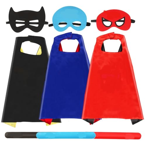 Philoctes Kostüm Kinder, 3pcs Cosplay Capes und Masken, Geschenke für Kindergeburtstag Karneval Halloween, Kostüme Umhänge für Junge Mädchen 3-9 Jahre von Philoctes