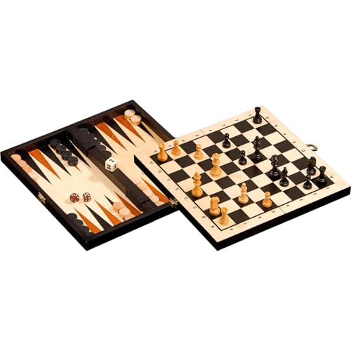 Philos 2511 - Reise-Schach-Backgammon-Dame-Set, Feld 30 mm, Königshöhe 47 mm von Philos