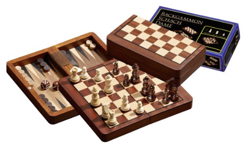 Philos 2517 - Reise-Schach-Backgammon-Dame-Set, magnetisch, Feld 18 mm, Königshöhe 37 mm von Philos
