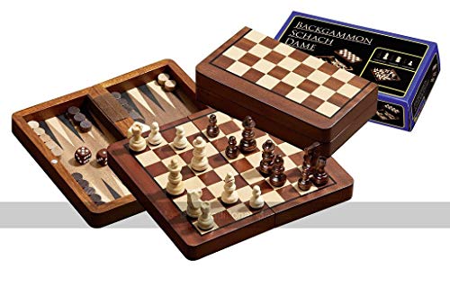 Philos 2517 - Reise-Schach-Backgammon-Dame-Set, magnetisch, Feld 18 mm, Königshöhe 37 mm von Philos