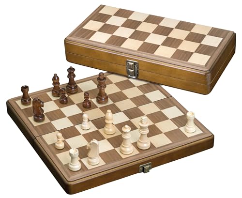 APEQi® ROYAL Schach - Schachspiel Holz HOCHWERTIG - Massivholz,  34,5x34,5cm, aus EU, Geschenkidee - edles Schachbrett Holz hochwertig -  klappbare