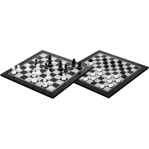 Philos 2802 - Schach-Dame-Set, beiseitig bedrucktes Brett, schwarz gebeizt von Philos