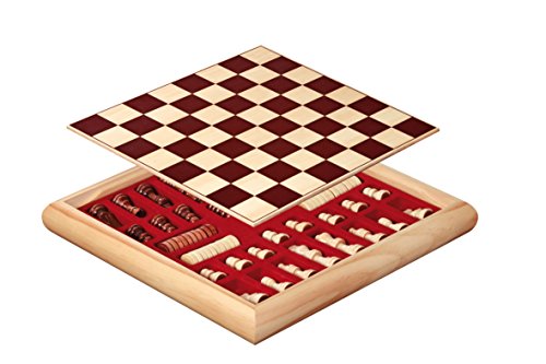 Philos 2803 - Schach-Dame-Set, beidseitig bedrucktes Brett mit Holzbox von Philos