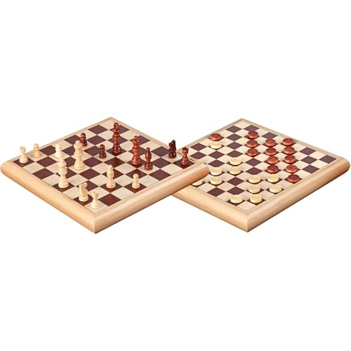 Philos 2803 - Schach-Dame-Set, beidseitig bedrucktes Brett mit Holzbox von Philos