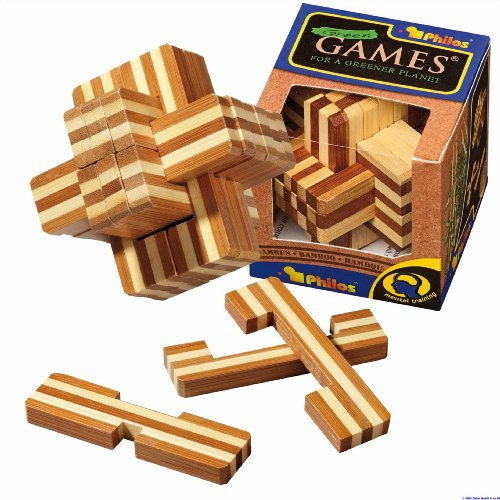 Philos 6061 - Teuflischer Knoten, Bambus, Green Games, 18 Puzzle Teile, Knobelspiel von Philos