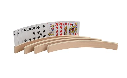 Philos 6698 - Spielkartenhalter aus Holz, 4er Set, ohne Spielkarten, 35 cm, FSC 100% von Philos