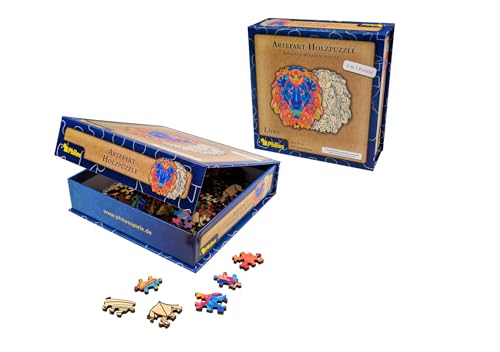 Philos 9085 - Artefakt Holzpuzzle 2 in 1 Löwe, 177 Teile, in magnetischer Klappschachtel von Philos