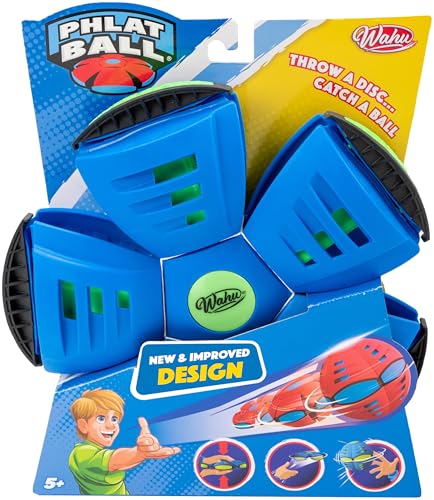 Wahu Phlat Ball Classic Blau, Transformierbare Wurfscheibe, Outdoor-Spiele für Kinder ab 5 Jahren, Innovative Kugel 15,7 cm, Frisbee 22,9 cm, Outdoor-Spiel für 2 Spieler und mehr von WAHU