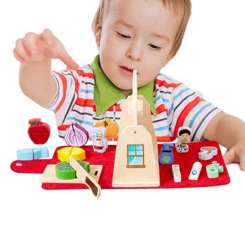 PhnkjGh Kochspielzeug, Spielküchenset,Tragbares Küchenspielzeug aus Holz - Küchen-Spielhaus-Rollenset mit Griff, Spielküchenzubehör und Essensspielzeug für Jungen und Mädchen von PhnkjGh