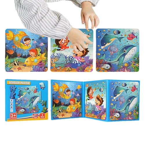 PhnkjGh Magnetisches Puzzlebuch, Magnetisches Puzzle, Das Unterwasserwelt-Puzzle, Reiserätsel für Kinder im Alter von 3–5 Jahren, Spielzeug-Puzzlebuch mit Aktivitäten für und Mädchen, Roadtrip-Spiel von PhnkjGh