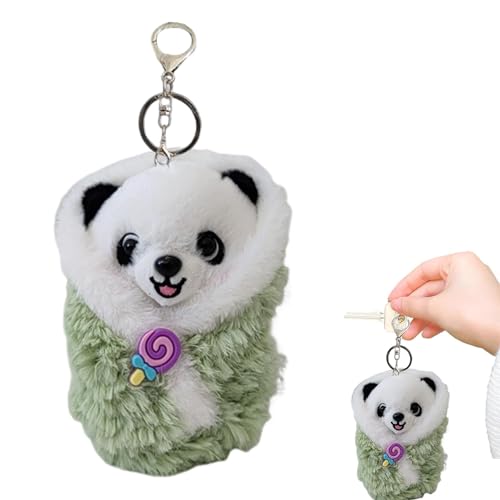 PhnkjGh Panda-Plüsch,Panda-Stofftier - Kuscheltier-Schlüsselanhänger | Tierisches Panda-Plüschtier, gefüllter Panda-Schlüsselanhänger als Handtaschendekoration, Partygeschenke von PhnkjGh