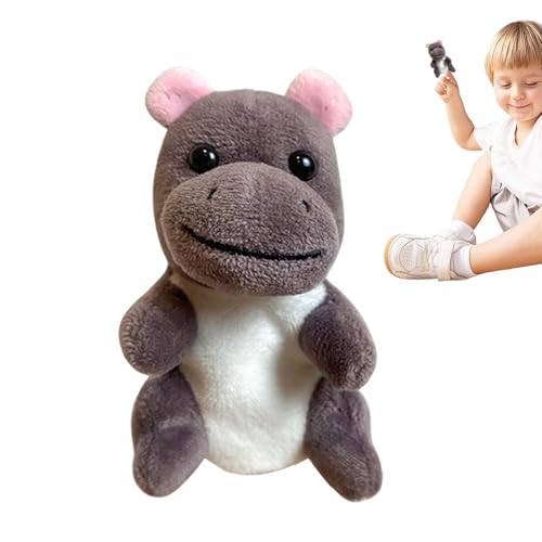 PhnkjGh Tierhandpuppen,Tierpuppen für Kinder,Löwenpuppen | Niedliche Tiger-Fingerpuppen, weiche Plüsch-Nilpferd-Handpuppen für Kleinkinder von PhnkjGh