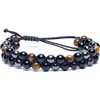 Armband mit Hämatit, Obsidian und Tigerauge, größenverstellbar von Phoenix Import