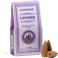 Ayurvedische Rückfluss-Räucherkegel "Lavendel" für Wasserfall-Effekt, 10 Stück von Phoenix Import