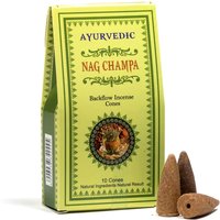 Ayurvedische Rückfluss-Räucherkegel "Nag Champa" für Wasserfall-Effekt, 10 Stück von Phoenix Import