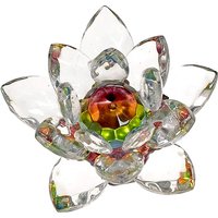 Kristall Lotus mit farbigem Mittelpunkt, Ø 6,5cm x 3,5cm von Phoenix Import