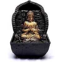 Tischbrunnen "Betender Buddha" aus Polyresin, mit warmweißer LED von Phoenix Import