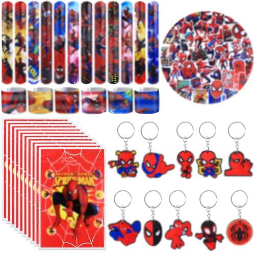 Pianocean 82PCS Kindergeburtstag Gastgeschenke mit Slap Armband, Schlüsselanhänger, Aufkleber und Geschenktüte, Nützliche Mitgebsel Kindergeburtstag, Kinder Party Kleine Geschenke Give Aways Jungen von Pianocean