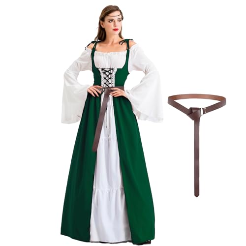 Pianocean Mittelalter Kleidung Damen, Renaissance Kleid, Gothic Kleid，Renaissance Mit Kapuze Langarm Retro Gothic, Mittelalter Kostüm Damen Cosplay Halloween Karneval von Pianocean