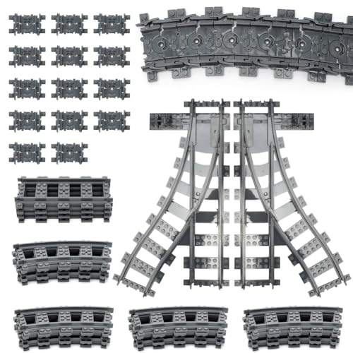 City Schienen Set, Eisenbahn Schienen, 40 Stück City Zug Schienen Bausteine Zug Schienen Set Kompatibel mit dem Marktführer, Spielzeug Eisenbahnschienen Weihnachten Geschenk für Mädchen und Jungen von Piashow