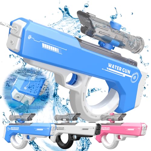 Wasserpistole Elektrisch, Wasserpistole Große Reichweite, Wasserspritzpistole Elektrisch mit Automatischer Wasseraufnahme, Wiederaufladbar Automatische Wasserpistole, für Erwachsene Kinder, Blau von Piashow