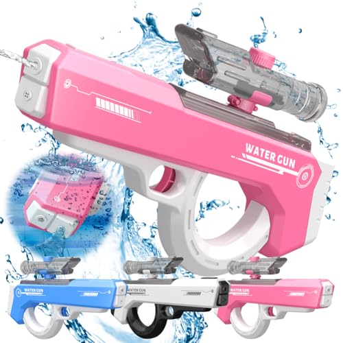 Wasserpistole Elektrisch, Wasserpistole Große Reichweite, Wasserspritzpistole Elektrisch mit Automatischer Wasseraufnahme, Wiederaufladbar Automatische Wasserpistole, für Erwachsene Kinder, Rosa von Piashow