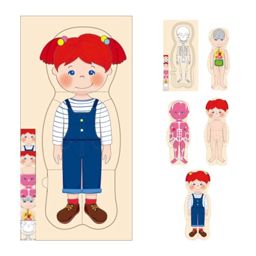 Körperpuzzle Kinder Puzzle Körperbau, Anatomie Puzzle Holz Kinder, Schichtenpuzzle ab 4, 28 Teiliges Schichtpuzzle, Für Kid 3-5 (Mädchen) von Piashow